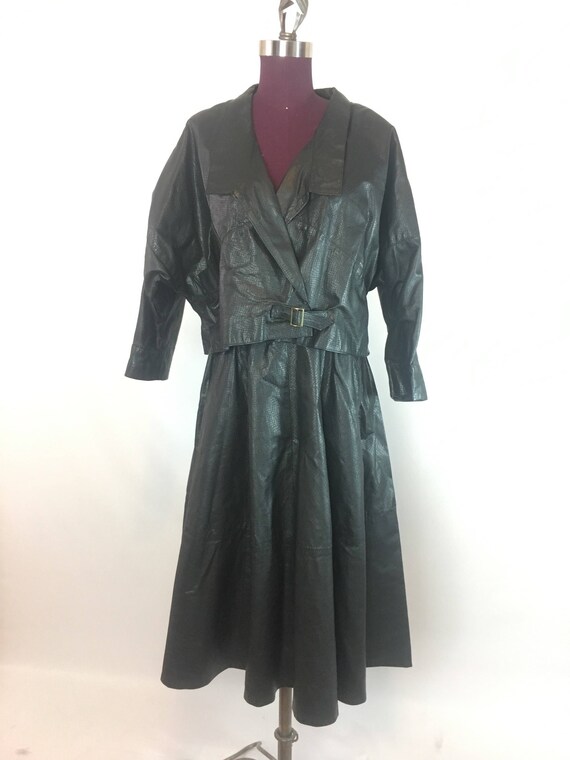 ITALIAN LEATHER Vtg Skirt Suit Two-piece Women's … - image 3