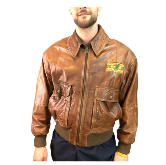 old leather bomber jacket