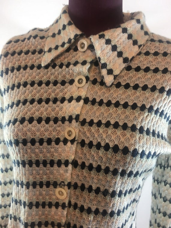 CLUELESS 90s Vtg Stretch Button Down Knit Top Wom… - image 3