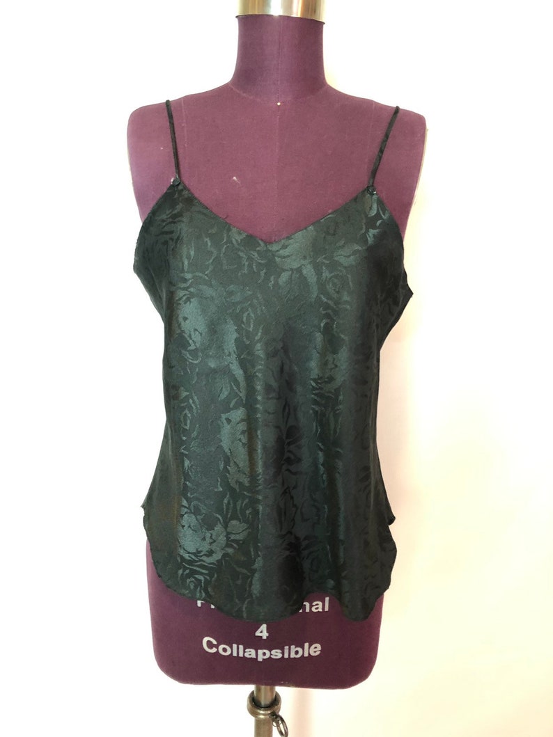 90s Vintage Black Camisole with Tony Rose Accents Womens Medium