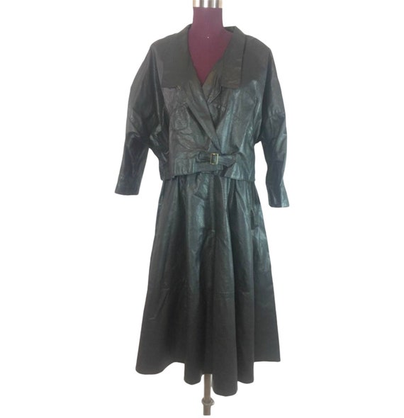 ITALIAN LEATHER Vtg Skirt Suit Two-piece Women's … - image 1