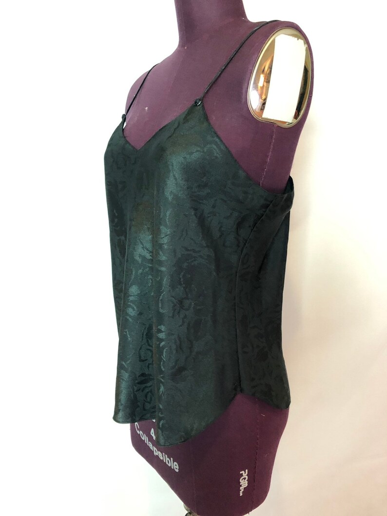 90s Vintage Black Camisole with Tony Rose Accents Womens Medium