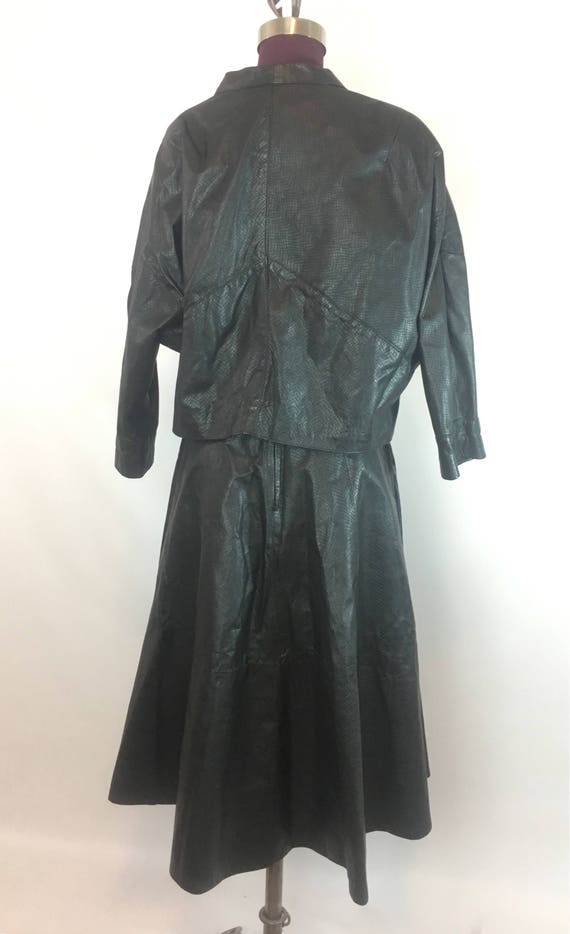 ITALIAN LEATHER Vtg Skirt Suit Two-piece Women's … - image 4