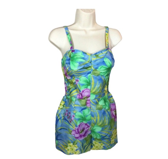 40s 50s vintage Women's M pinup retro one piece s… - image 1