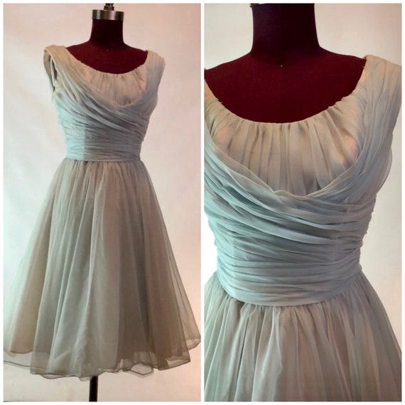 CHIFFON PROM Dress Light Blue Layered Full Circle