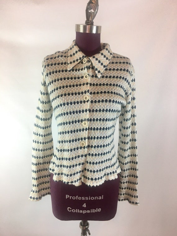 CLUELESS 90s Vtg Stretch Button Down Knit Top Wom… - image 4