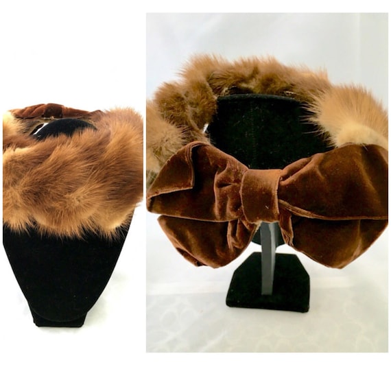 Vtg Fascinator Mini Casque Bumper Calot Hat Fur PR