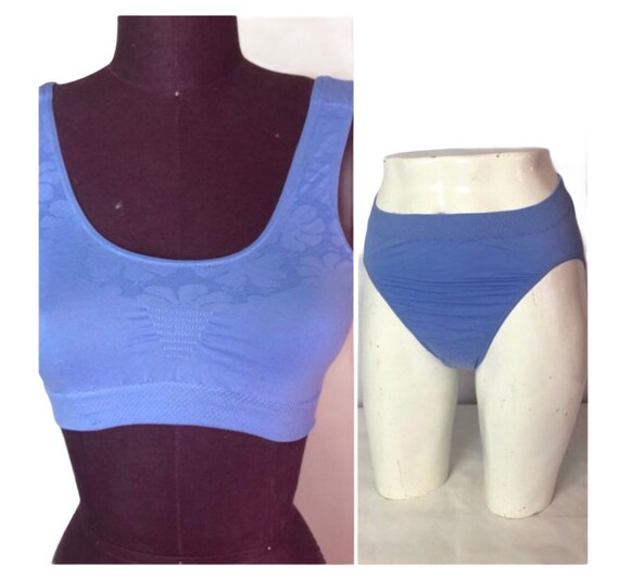 MATCHING Sports Bra + Panties SET Stretchy 1990s Vint… Gem