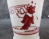 1950s BOSCO Mug with Chocolate Bear in a Snowball Fight - Fire King