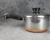 1960s Copper-Clad Revere Ware 1 Quart Pot With Lid - Bakelite Handles