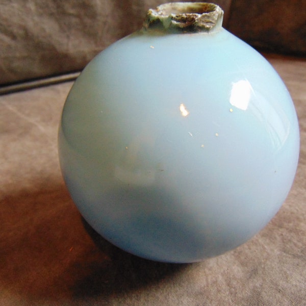 Antique Blue Lightning Rod Ball, Blue Milk Glass Farm Globe / Home Roof