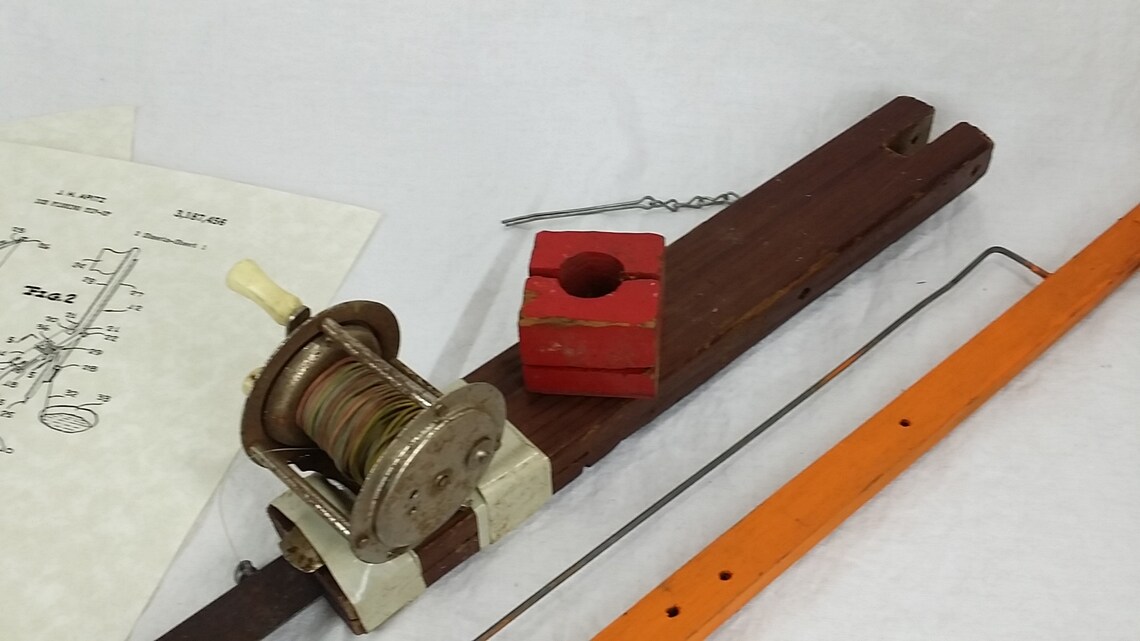 Wooden Ice Fishing Tipup 1960s Tip Up J Apitz Wind Up Etsy