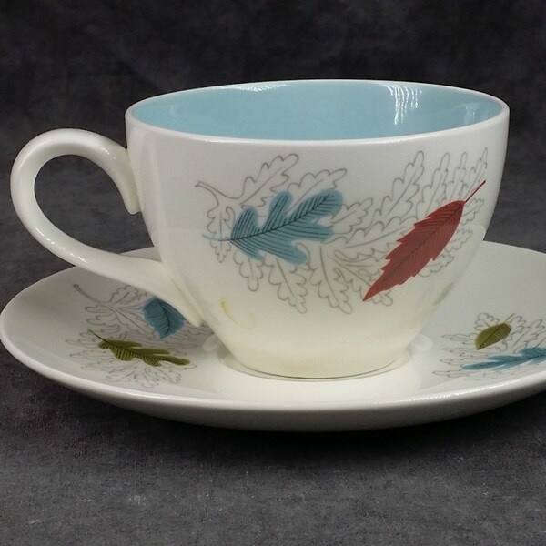 Eva Zeisel Cup and Saucer in Century Fern by Hallcraft, Hall China, Rare, Mid-Century, 1950s Dinnerware