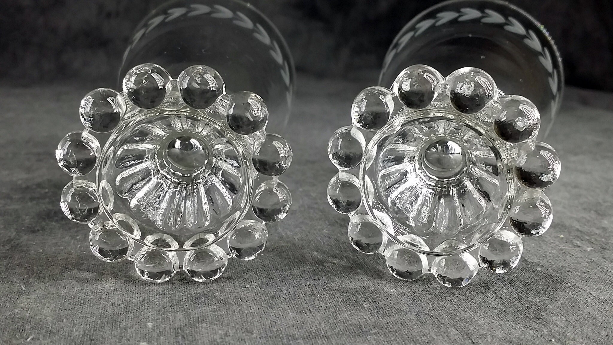 Set of 11 Glasses Glasses With Beaded Pedestal and Etched Etsy