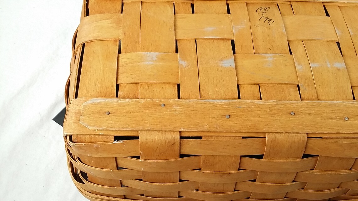 1991 Longaberger Rectangle Basket with Leather Handles Etsy