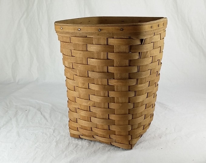 1986 Longaberger Small Square Basket, Longaberger Wastebasket, Vintage