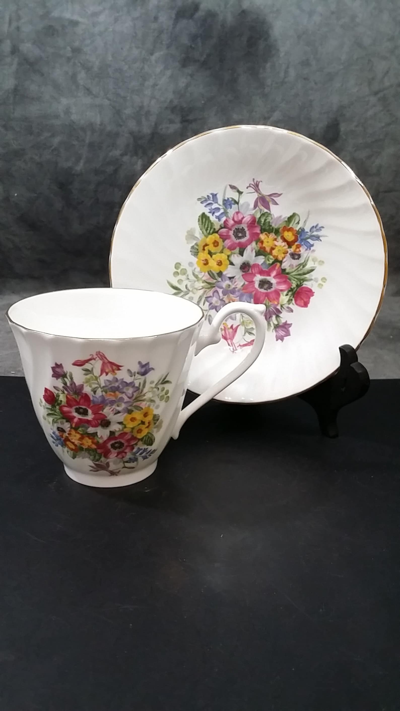 Tea Cup and Saucer Royal Sutherland HM Fine Bone China Etsy