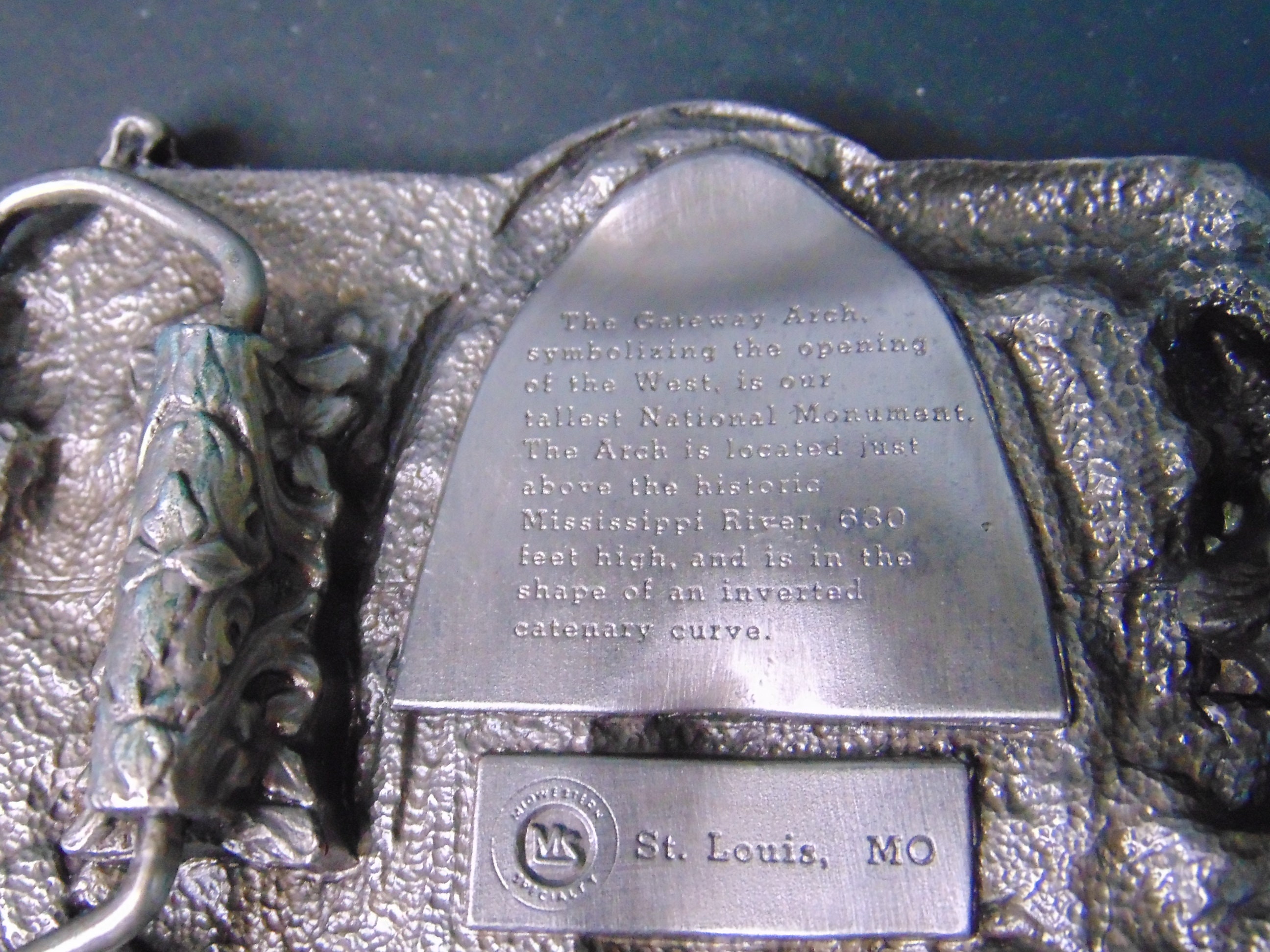 St. Louis Missouri Arch Solid Brass Vintage Belt Buckle 