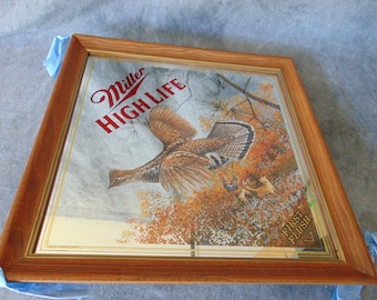 Vintage Miller High Life Beer Mirror: Sly. Fox Hunting, Scott