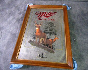 Great Condition Miller High Life First Printing Wildlife Series White Tailed Deer, Miller Bar Mirror