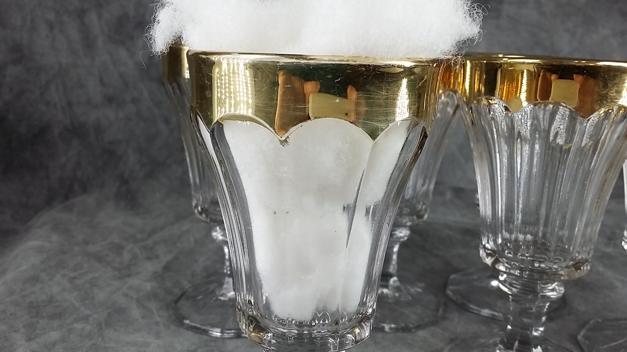 Set of 6 Gold Rimmed Glasses Glasses for Ice Cream Parfait Etsy