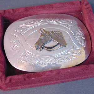 Silver Tone Belt Buckle, Horse Head Belt Buckle, Chrome plated Belt Buckle