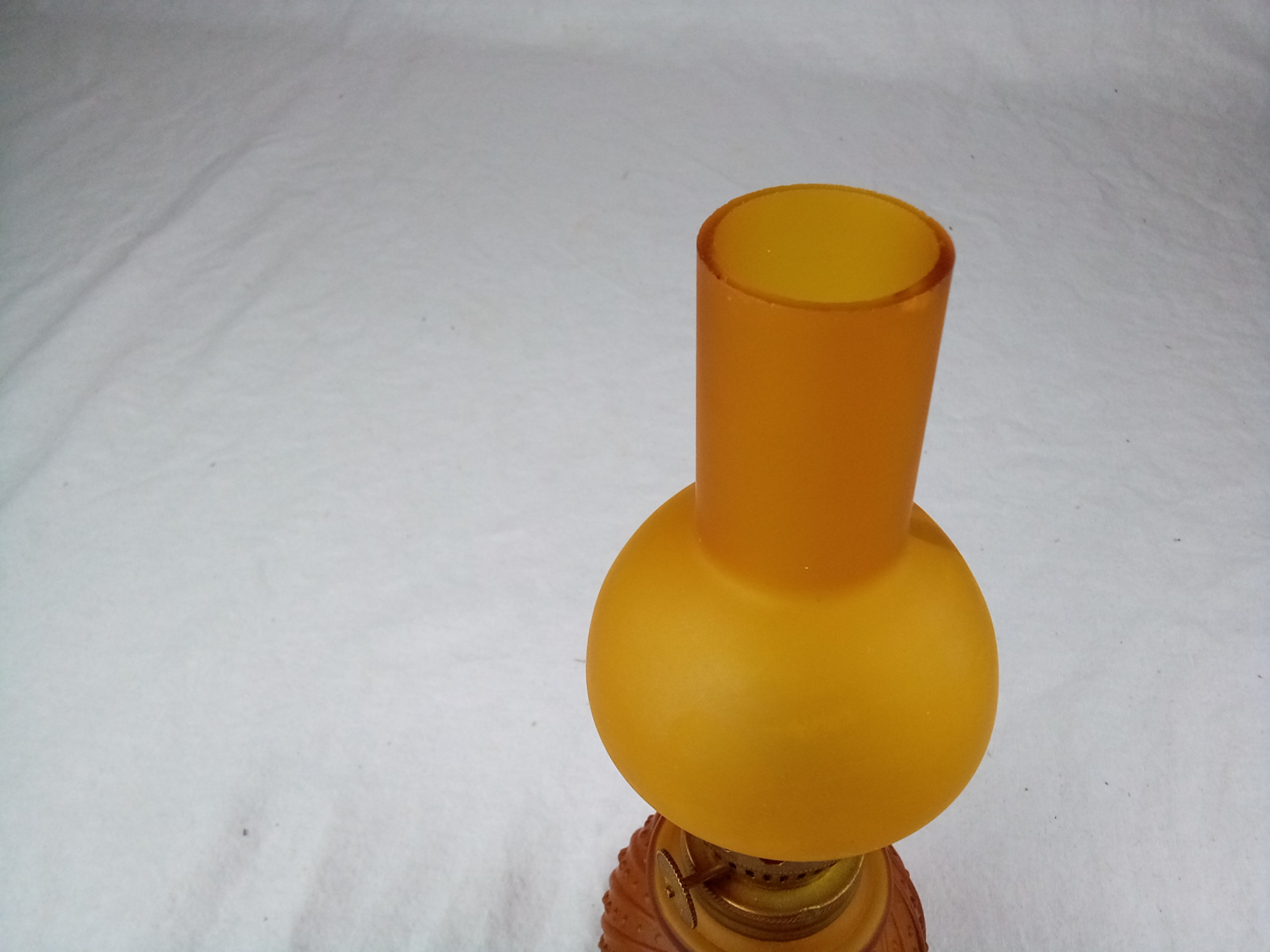 Vintage Mini Oil Lamp Made In Japan Amber Glass Hobnail Etsy