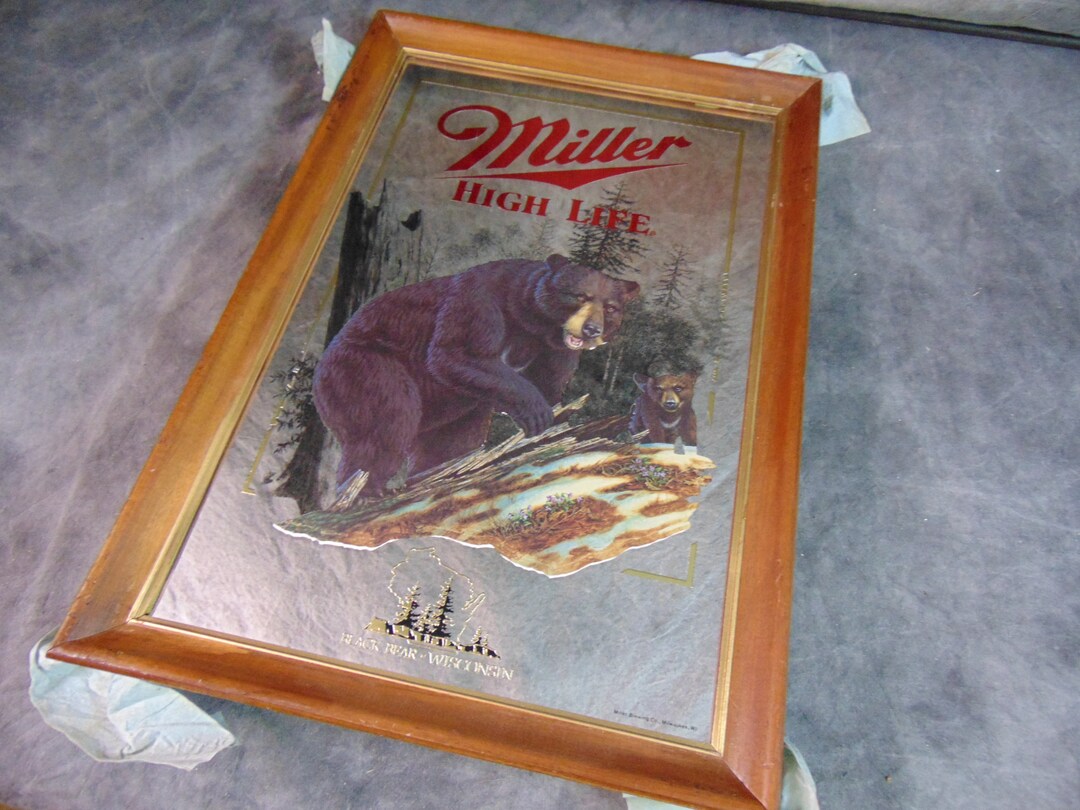 Miller High Life Black Bear Mirror First Printing Wildlife Etsy