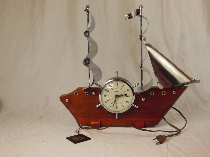 Vintage Wooden Ship Clock Nautical Clock United Clock Etsy