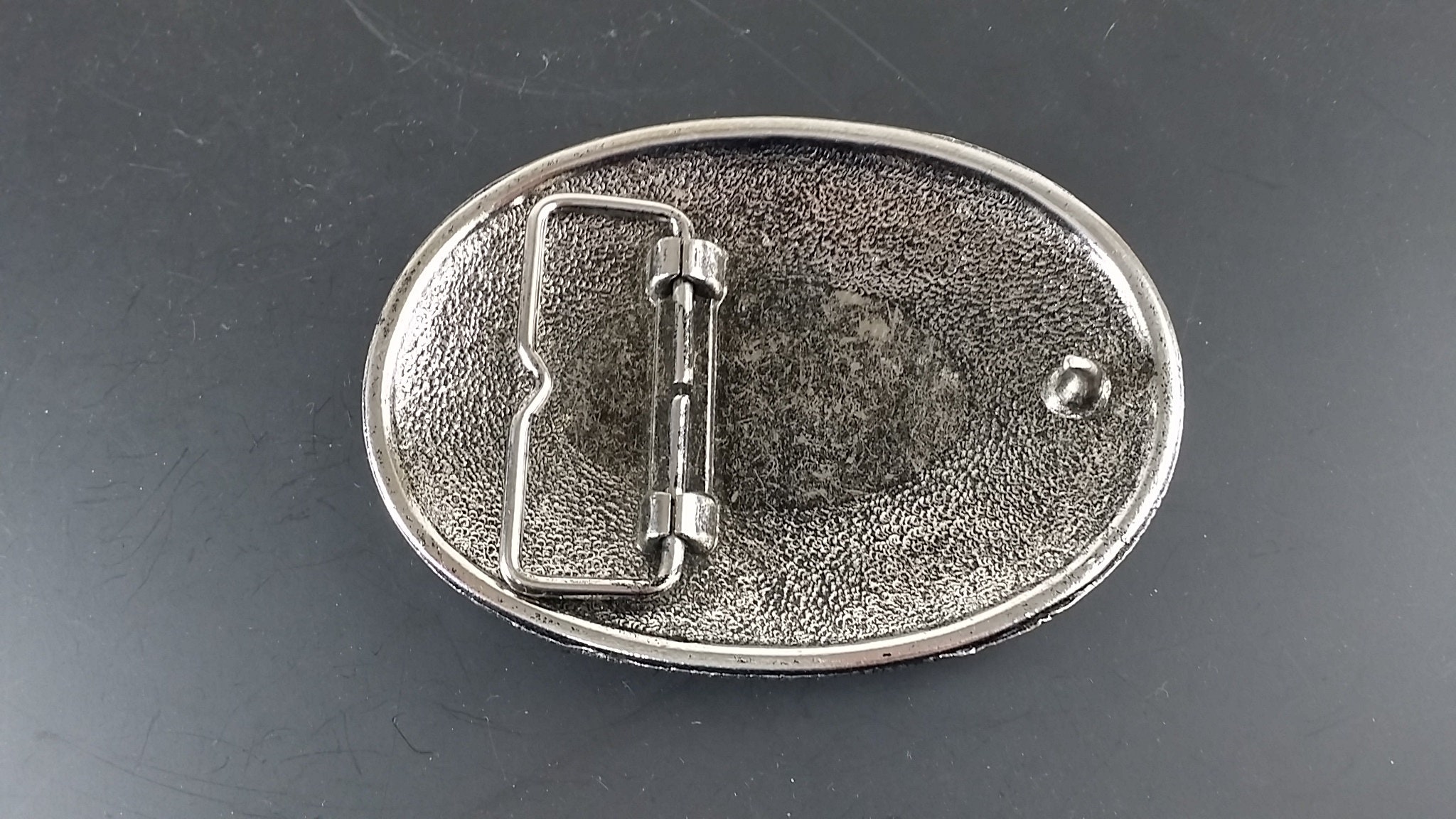 Engraved Silver Tone Belt Buckle, Manor House South Dakota 