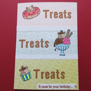 Compleanno "bambini", dolcetti, ciambella Hammie, gelato, cupcake, "Deve essere il tuo compleanno"... Carta speciale (unica nel suo genere)