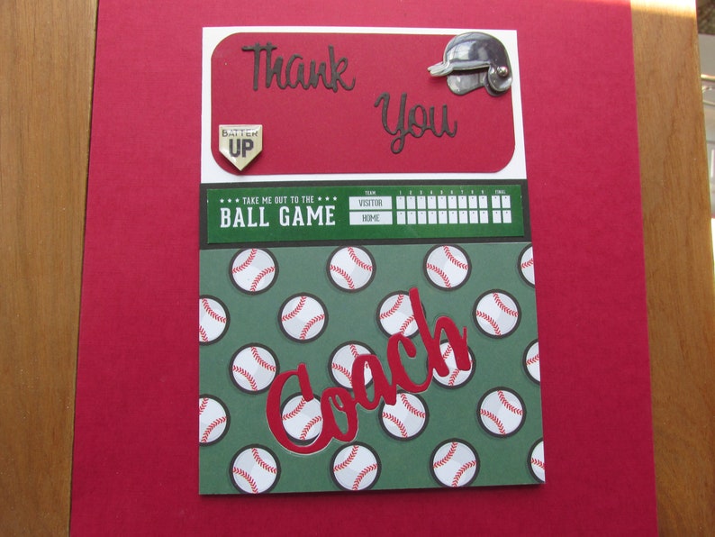 and score board Baseball Coach Thank you card Coach with banner Take me out to the BALL GAME Thank You