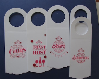 Holiday Wine Tags, Jewel Embellished, Set of 5