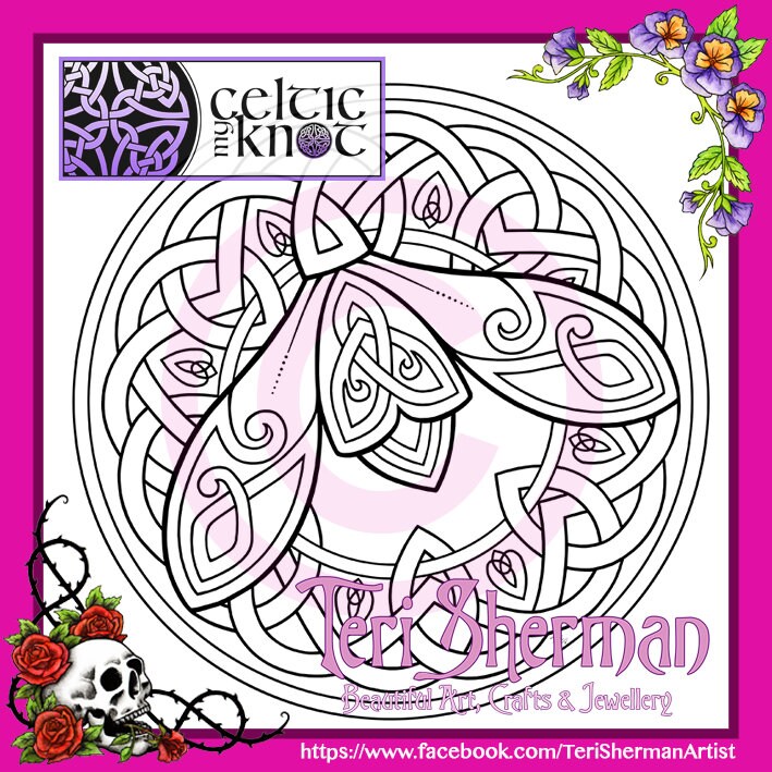 Gorgeous, Celtic Knot, Snowdrop, Floral Design, Knotwork, Illustration, Colouring Page, Coloring Page