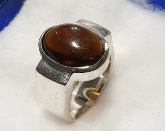 18,3 mm Ring Silberring 925 Silber Farbstein orange braun Vintage edel Design SR297