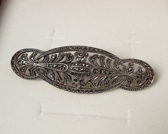 Art Deco pin brooch silver 835 marcasites shabby vintage elegant SB454