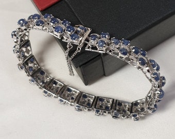 17,5 cm Edles Armband Gliederarmband Silber 925 Tansanite Vintage Design elegant SA204