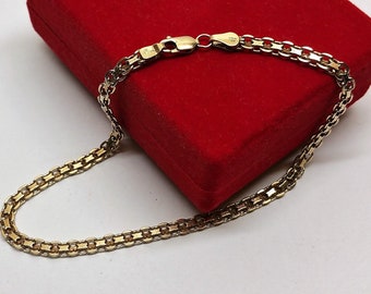 25,5 cm bracelet bracelet à maillons argent 925 plaqué or Vintage Italie élégant SA401