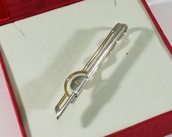 Krawattenklammer Klemme Krawattennadel 925 teilvergoldet Kristall KN113