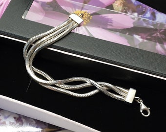 19 cm Armband Schlangenarmband Silberarmband Silber 925 Vintage stylisch 80er Jahre massiv SA326