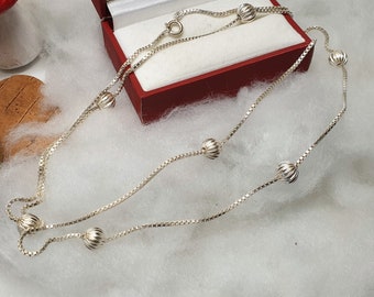 79,5 cm kogelketting ketting Venetiaanse ketting 835 zilver met bolletjesgroeven ontwerp vintage elegant SK864