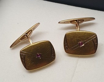 Nostalgic cufflinks gold 333 rubies vintage elegant GM100