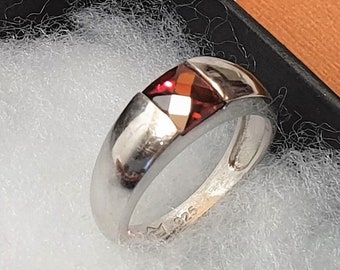 18,1 mm Ring Silberring 925 Silber Kristall rot Facettenschliff Design Vintage elegant SR1131