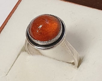 17.2 mm nostalgic ring silver 935 amber with patina vintage elegant SR1144