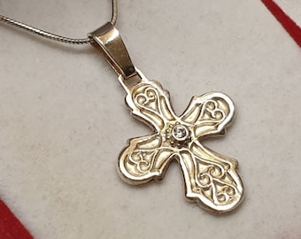 Nostalgic cross pendant silver pendant cross without chain silver 925 crystal clear vintage SKA1426