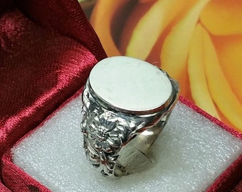 23 mm Nostalgischer Ring Siegelring 835 Silber florales Design mit Gravurplatte SR159