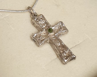 Nostalgischer Kreuzanhänger Anhänger Kreuz ohne Kette Silber Peridot Vintage selten rar SKA1326