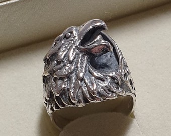 18.4 mm ring silver 925 eagle eagle head born wild noble detailed silversmith art vintage SR993