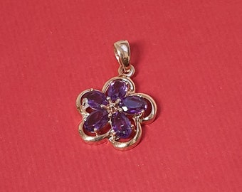 Nostalgie Anhänger ohne Kette Blume Blüte floral Silber 925 rosé vergoldet Amethyst Blütenblätter Shabby Vintage SKA1341