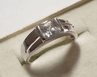 17,7 mm Ring Silberring Silber 925 Kristallstein klar Vintage elegant SR260